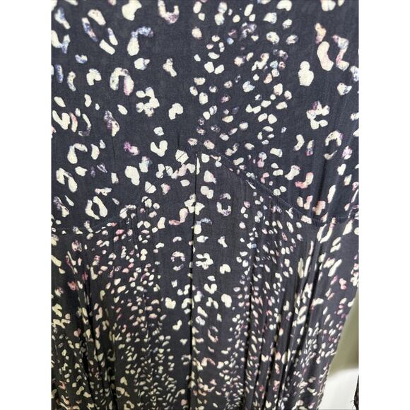 Free People First Kiss Maxi Dress S Navy Blue Cheetah Print Y2K Witchy - Picture 5 of 9